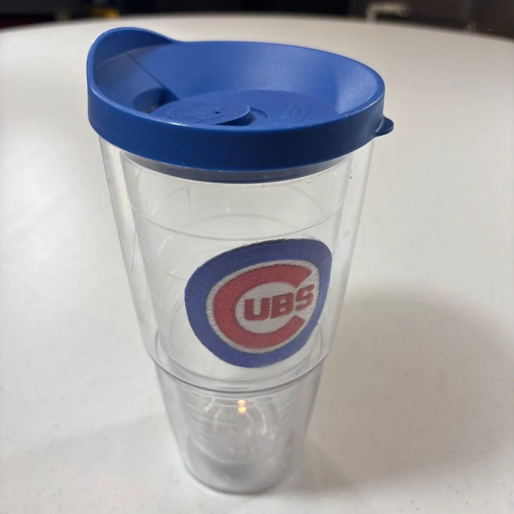 Tervis Chicago Cubs MLB Insulated Tumbler 24oz Clear Blue Travel Mug Lid Patch
